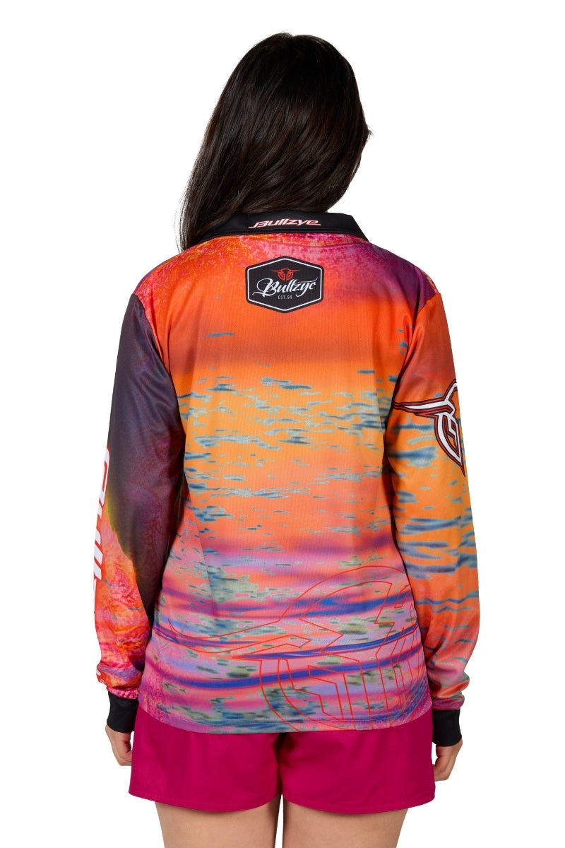 Bullzye Womens Sunset L/S Fishing Tee (B4S2501424) Pink/Orange [SD]