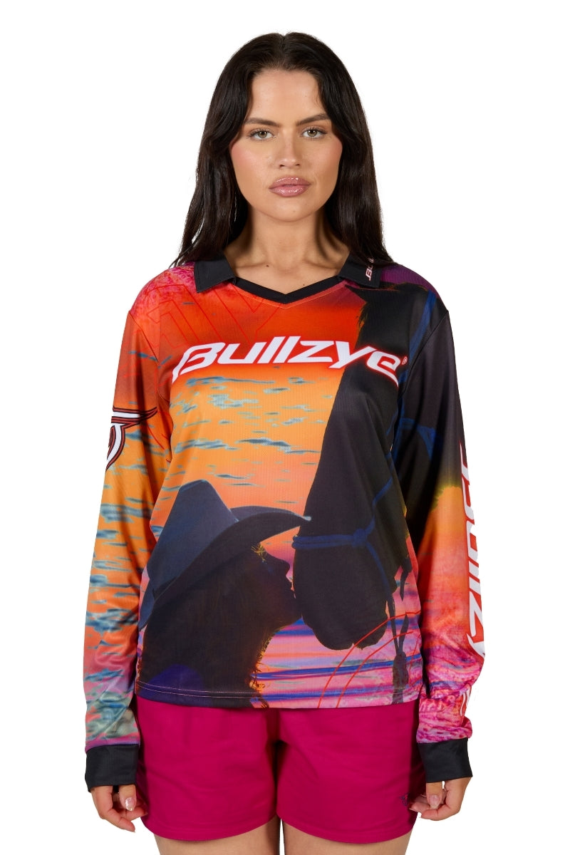 Bullzye Womens Sunset L/S Fishing Tee (B4S2501424) Pink/Orange [SD]