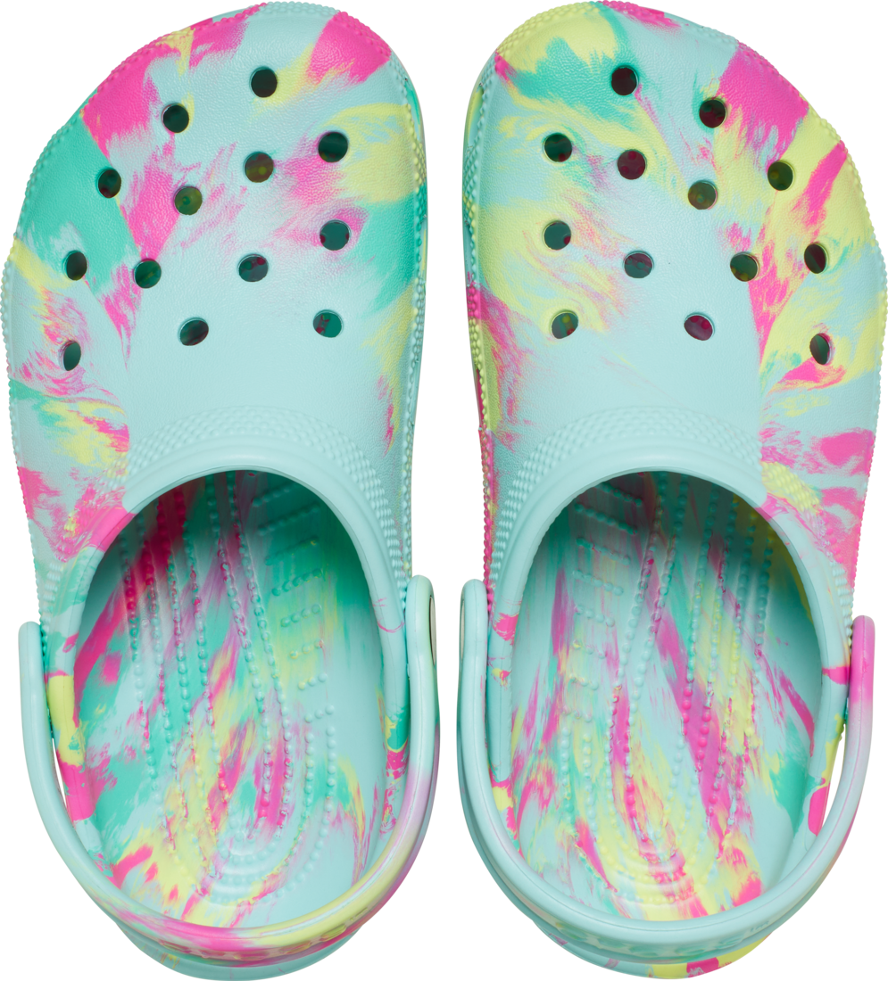 Crocs Childrens Classic Marbled Clogs (207464-4PE) Aquamarine/Multi