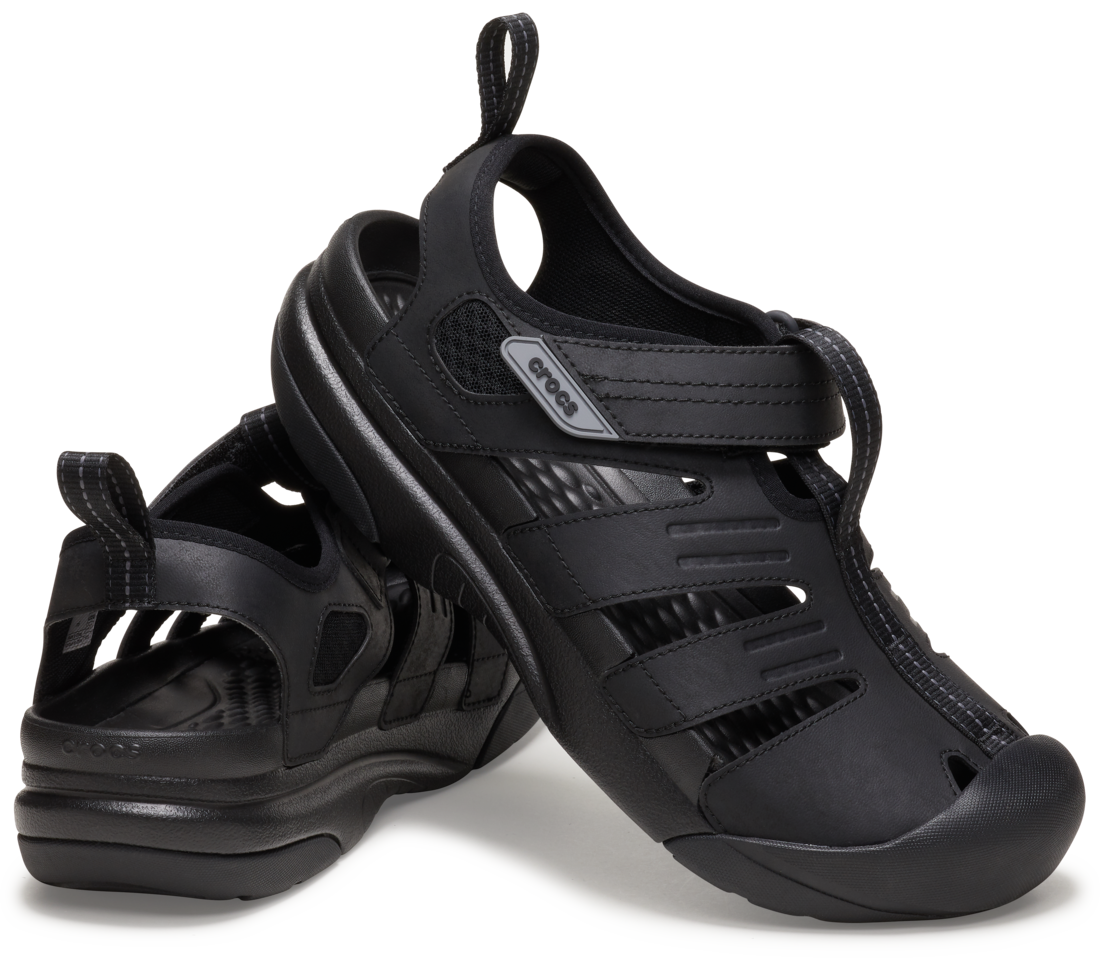Crocs Mens Yukon Fisherman Sandals (209875-001) Black | Allingtons