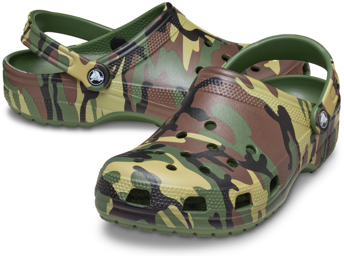 Crocs Childrens Classic Camouflage Clogs (211879-3TC) Army Green/Multi