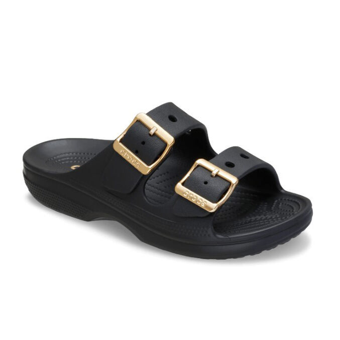 Crocs Womens Saturday Metallic Buckle Sandals (213316-001) Black