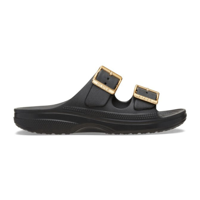 Crocs Womens Saturday Metallic Buckle Sandals (213316-001) Black