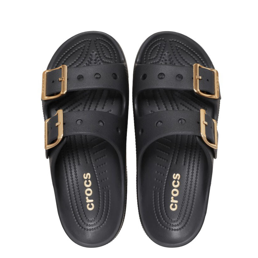 Crocs Womens Saturday Metallic Buckle Sandals (213316-001) Black