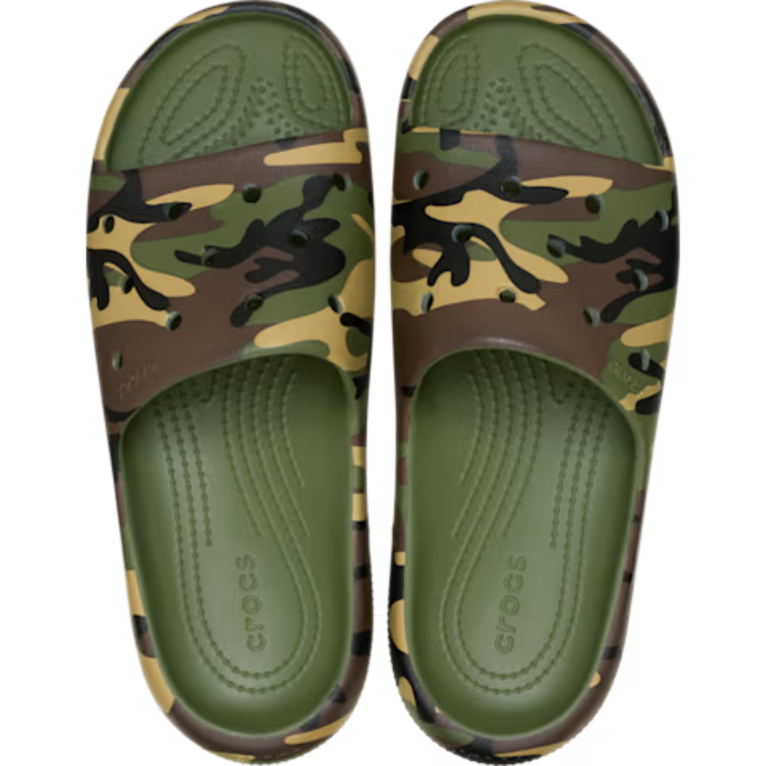 Crocs Unisex Classic Camouflage Slides v2 (211857-3TC) Army Green/Multi