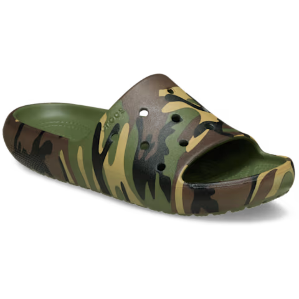 Crocs Unisex Classic Camouflage Slides v2 (211857-3TC) Army Green/Multi