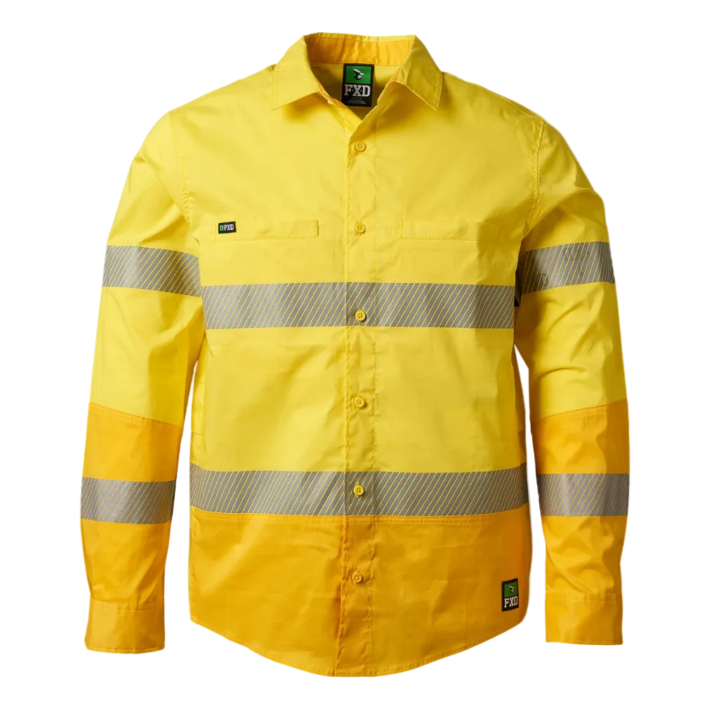 FXD Mens LSH-2T Hi Vis L/S Workshirt (FX02404003) Yellow [SD]