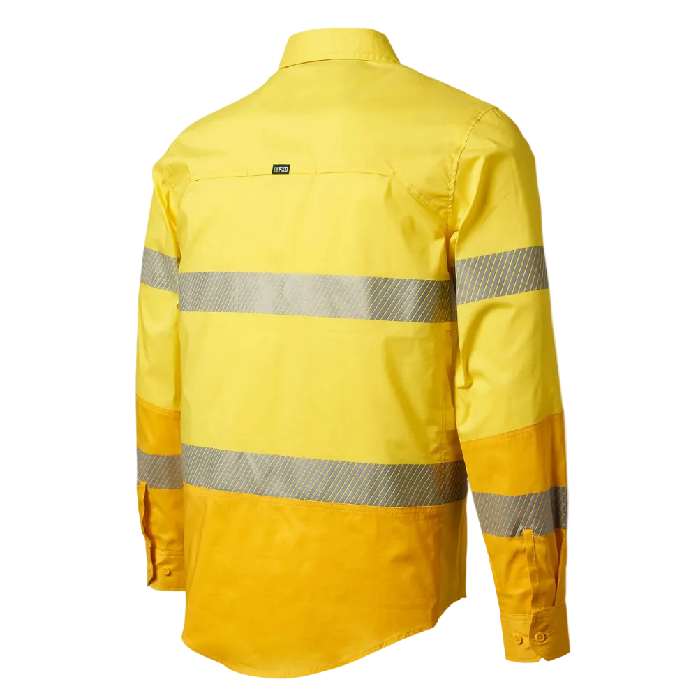 FXD Mens LSH-2T Hi Vis L/S Workshirt (FX02404003) Yellow [SD]