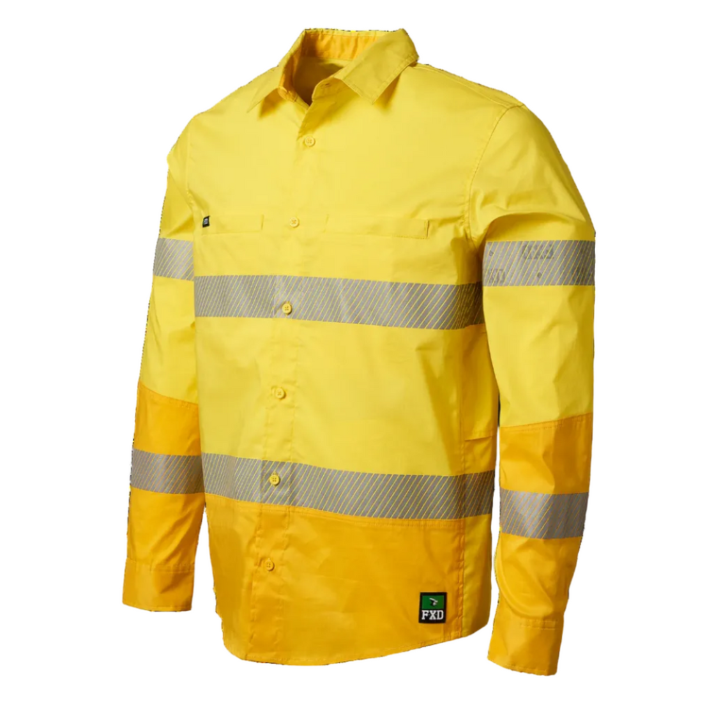 FXD Mens LSH-2T Hi Vis L/S Workshirt (FX02404003) Yellow [SD]