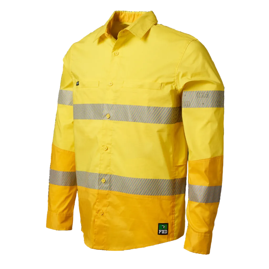 FXD Mens LSH-2T Hi Vis L/S Workshirt (FX02404003) Yellow [SD]
