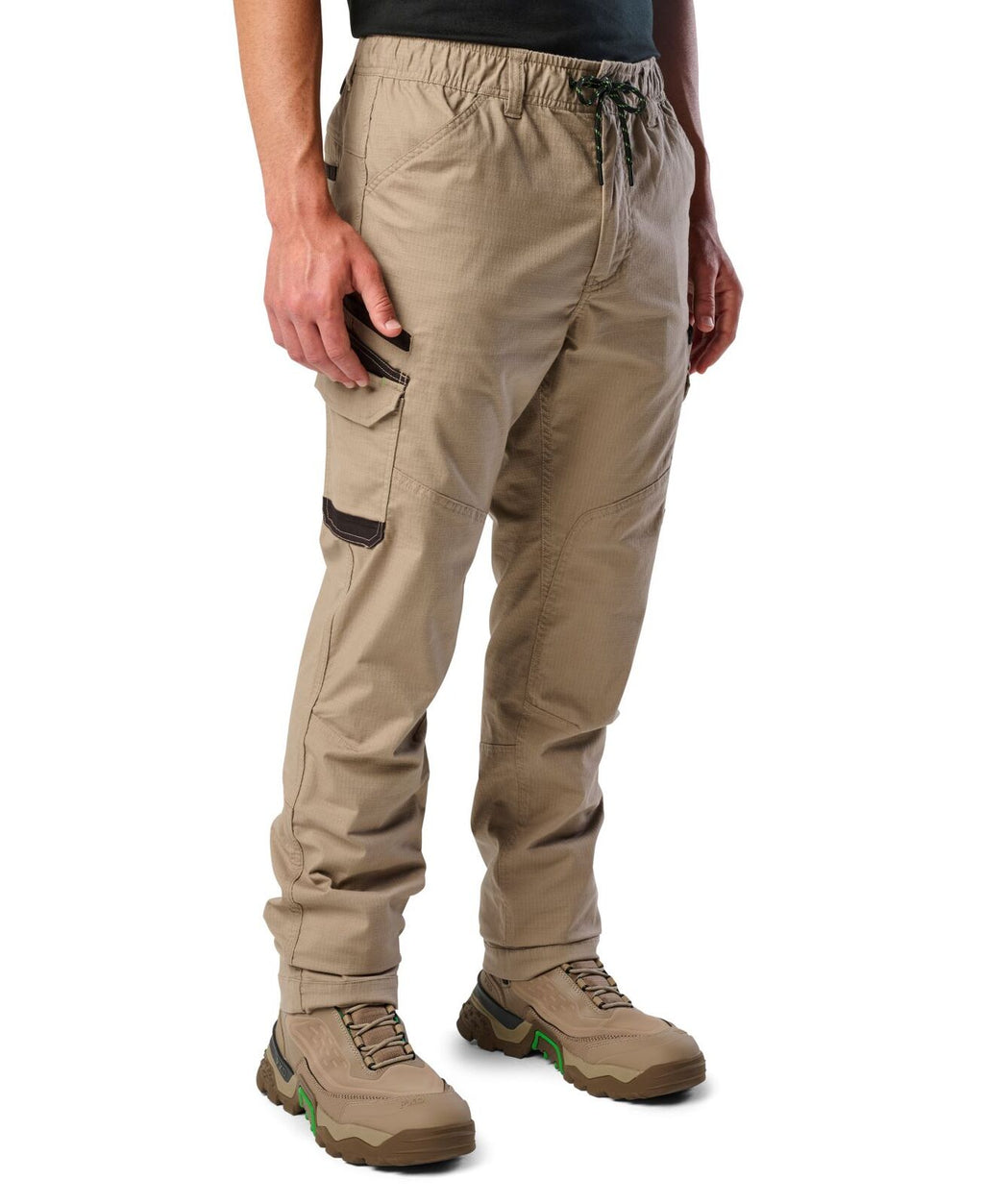 FXD Mens WP-12 Elastic Waist Stretch Ripstop Work Pants (FX02506026) Khaki