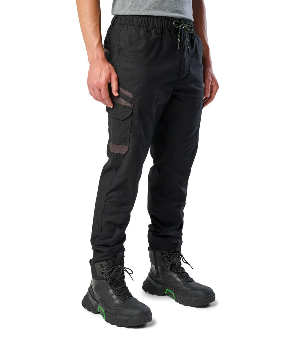 FXD Mens WP-12C Elastic Waist Stretch Ripstop Cuffed Work Pants (FX02506027) Black