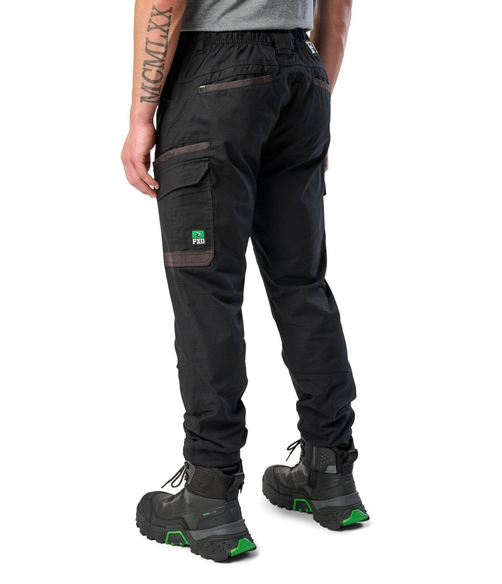 FXD Mens WP-12C Elastic Waist Stretch Ripstop Cuffed Work Pants (FX02506027) Black