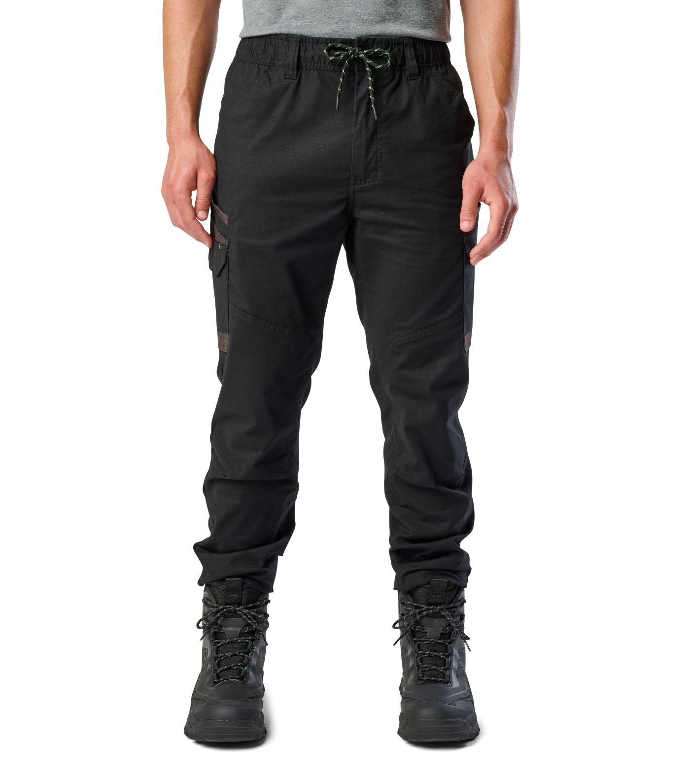FXD Mens WP-12C Elastic Waist Stretch Ripstop Cuffed Work Pants (FX02506027) Black