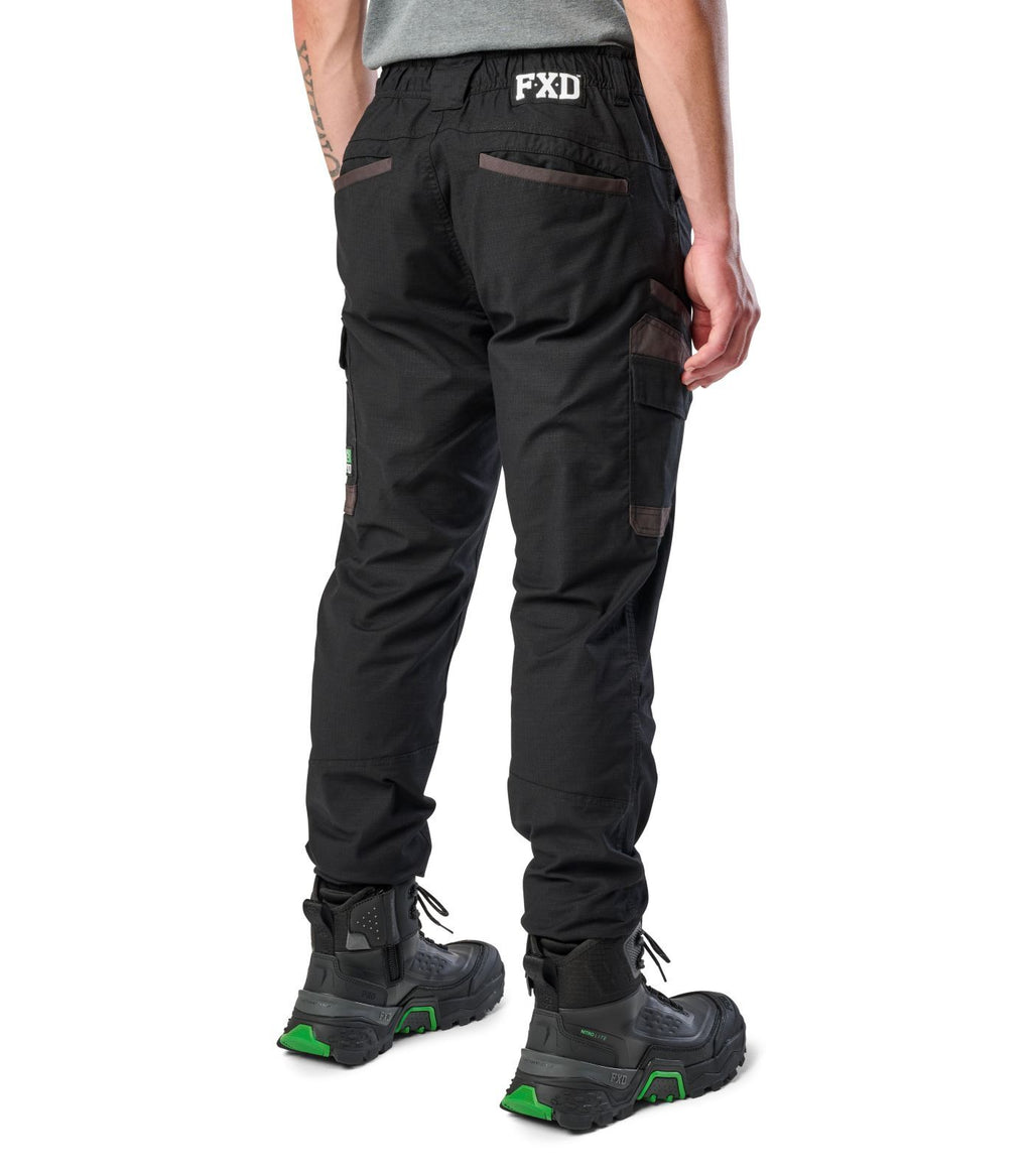 FXD Mens WP-12C Elastic Waist Stretch Ripstop Cuffed Work Pants (FX02506027) Black