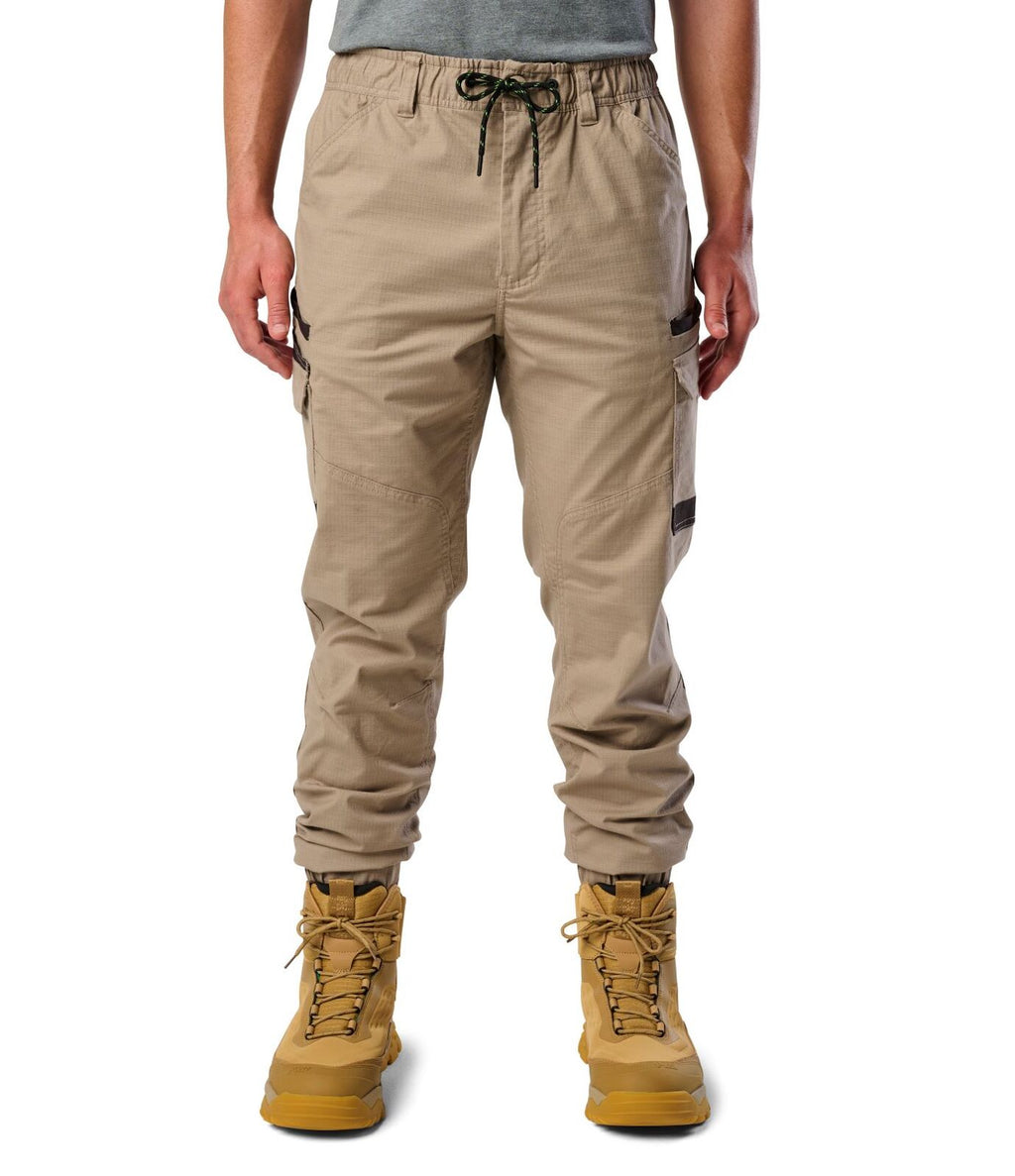 FXD Mens WP-12C Elastic Waist Stretch Ripstop Cuffed Work Pants (FX02506027) Khaki