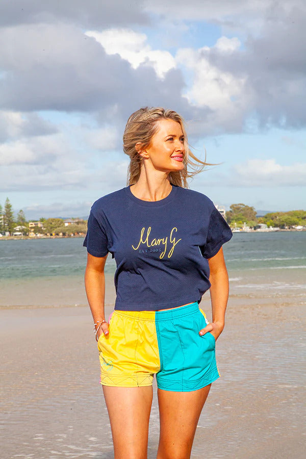 MaryG Womens Crop Top T-Shirt (MGESTLMT) Navy  [SD]