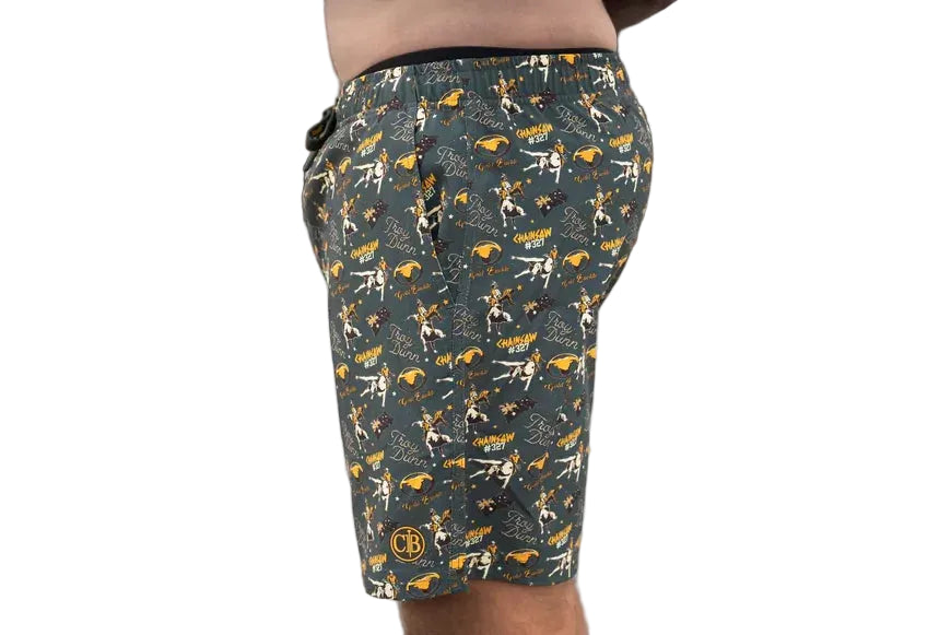 Crowbar Mens Iconic Chainsaw Board Shorts (CBBOARDCSG) Heritage Green [GD]