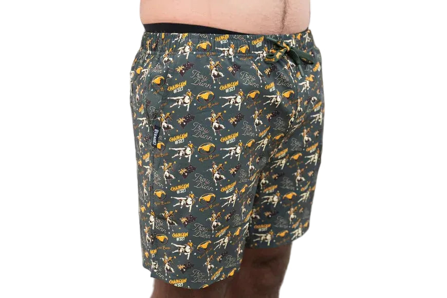 Crowbar Mens Iconic Chainsaw Board Shorts (CBBOARDCSG) Heritage Green [GD]