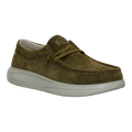 Hey Dude Mens Wally Comfort Suede Slip On Shoes (41975-3AF) Dark Olive/Stone Grey
