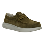Hey Dude Mens Wally Comfort Suede Slip On Shoes (41975-3AF) Dark Olive/Stone Grey
