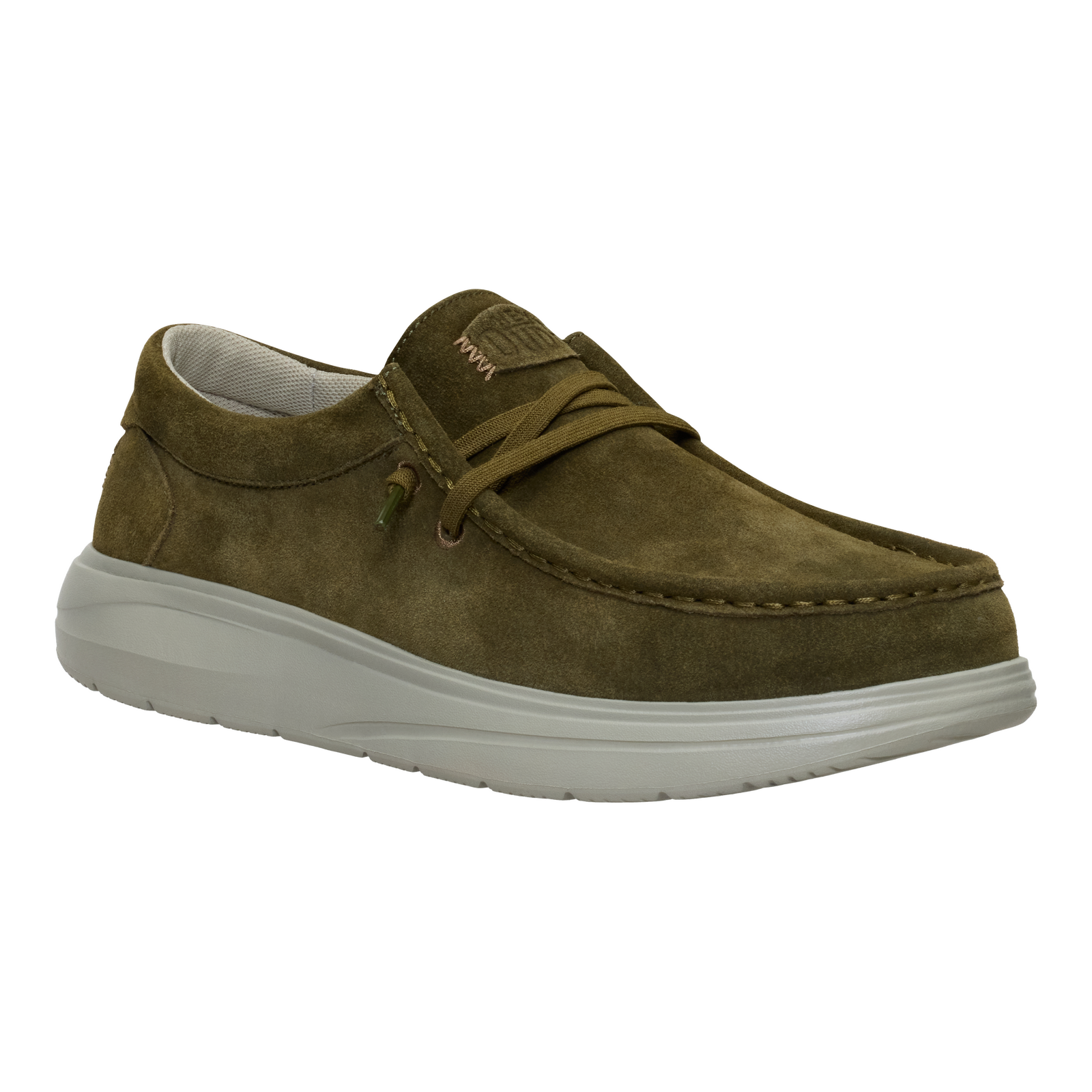 Hey Dude Mens Wally Comfort Suede Slip On Shoes (41975-3AF) Dark Olive/Stone Grey