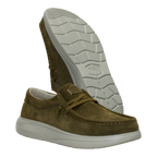 Hey Dude Mens Wally Comfort Suede Slip On Shoes (41975-3AF) Dark Olive/Stone Grey