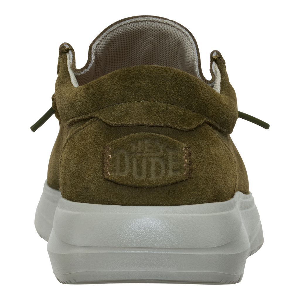 Hey Dude Mens Wally Comfort Suede Slip On Shoes (41975-3AF) Dark Olive/Stone Grey