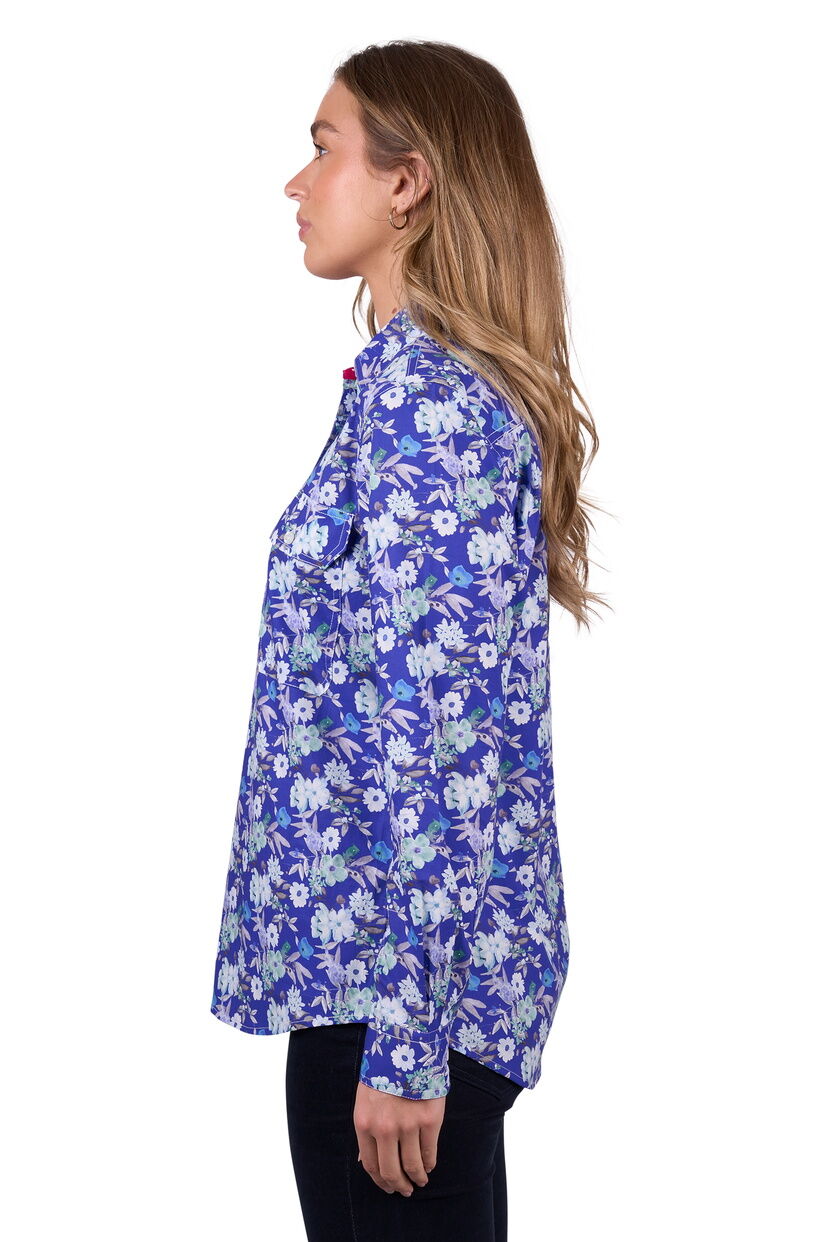 Hard Slog Womens Tia Half Button L/S Shirt (H5W2101178) Blue [SD]