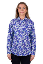 Hard Slog Womens Tia Half Button L/S Shirt (H5W2101178) Blue [SD]