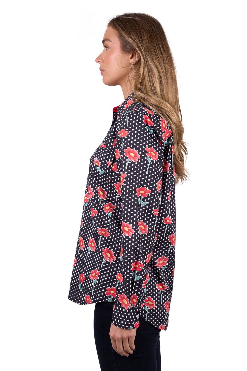 Hard Slog Womens Inez Half Button L/S Shirt (H5W2101180) Black [SD]