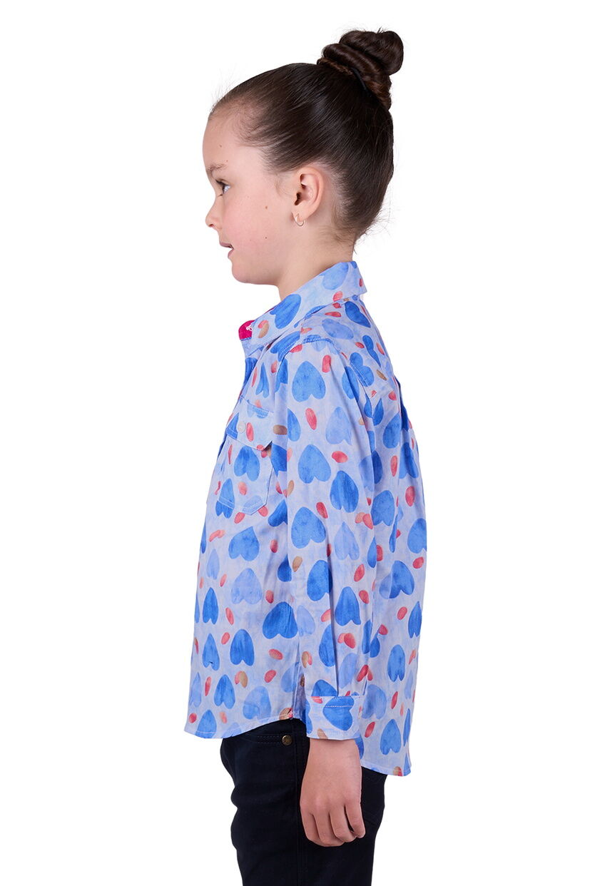 Hard Slog Childrens Miv Half Button L/S Shirt (H5W7101190) Blue [SD]