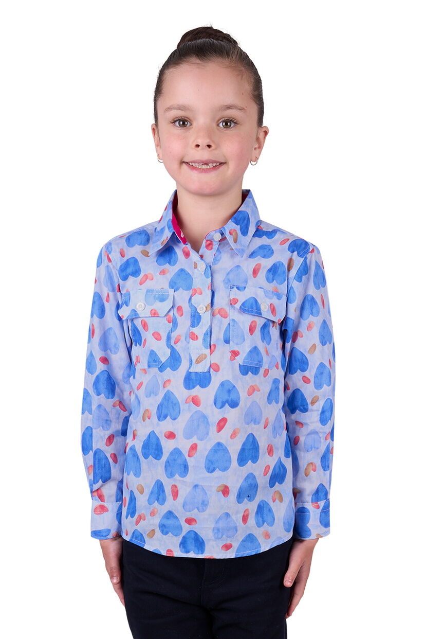 Hard Slog Childrens Miv Half Button L/S Shirt (H5W7101190) Blue [SD]