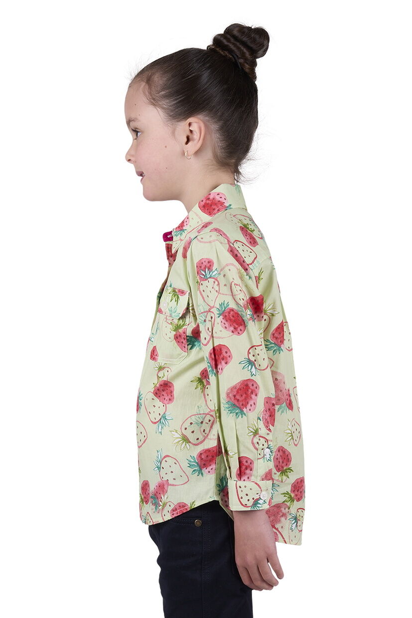 Hard Slog Childrens Kimmy Half Button L/S Shirt (H5W7101191) Green [SD]