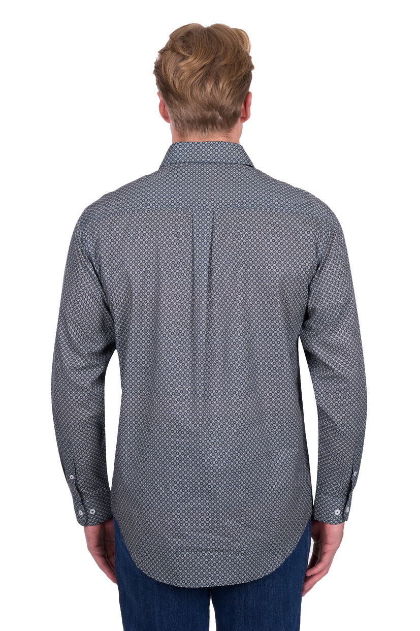 Hard Slog Mens Tomson Half Button L/S Shirt (H5S1126184) Navy/Tan