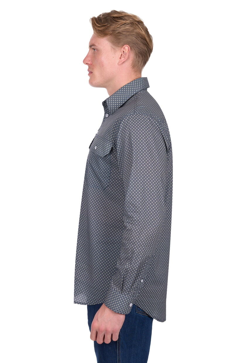 Hard Slog Mens Tomson Half Button L/S Shirt (H5S1126184) Navy/Tan