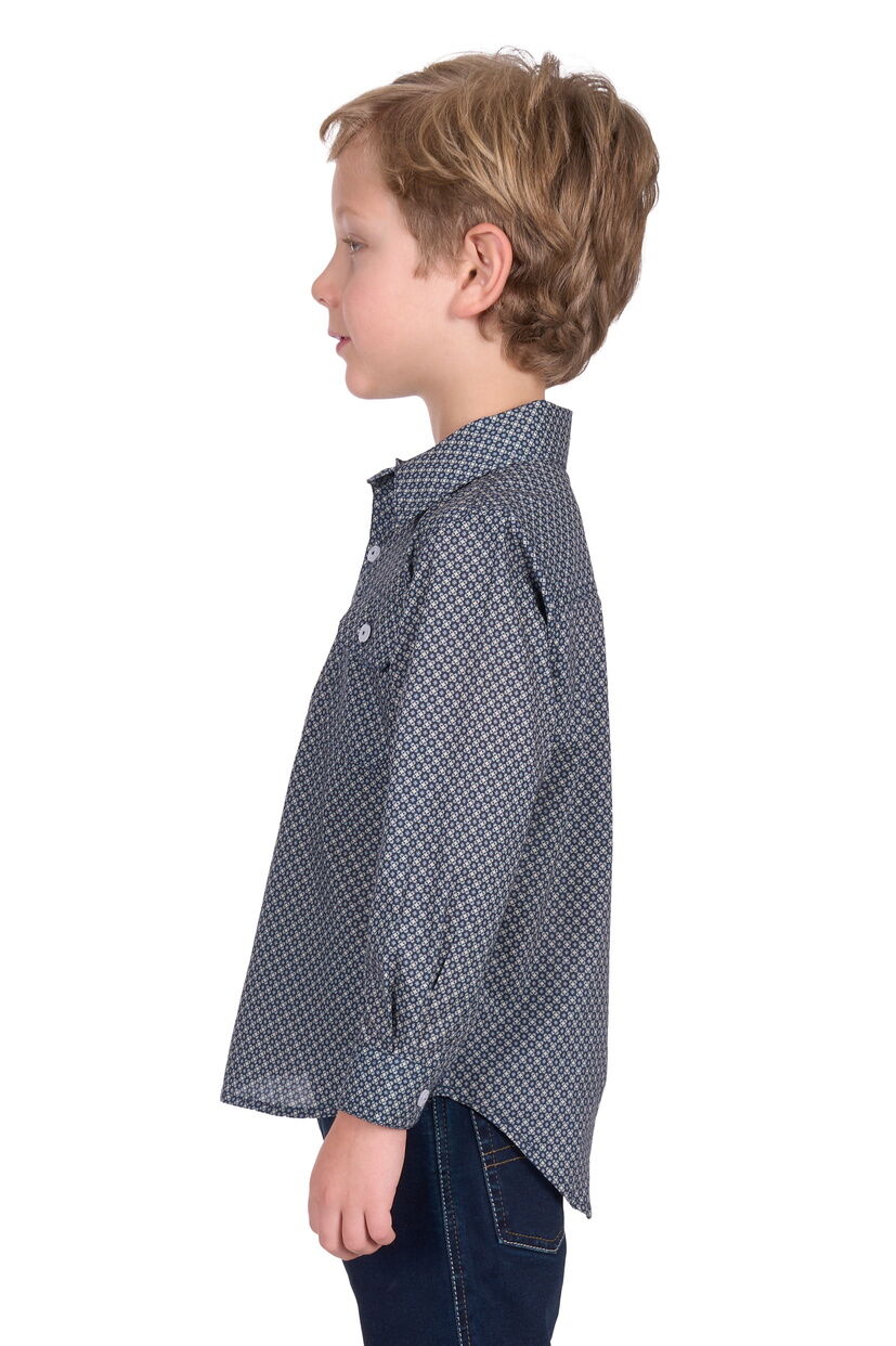 Hard Slog Childrens Tomson Half Button L/S Shirt (H5S7101184) Navy/Tan