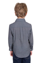 Hard Slog Childrens Tomson Half Button L/S Shirt (H5S7101184) Navy/Tan