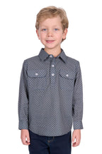 Hard Slog Childrens Tomson Half Button L/S Shirt (H5S7101184) Navy/Tan