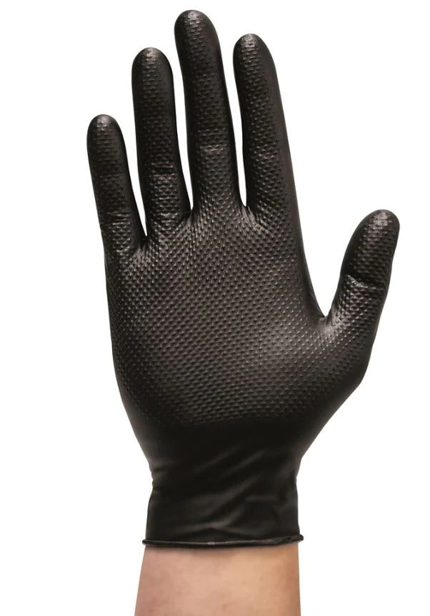 Mack Traction Nitrile Disposable Gloves Box of 50 (MKGTRACTIBB) Black
