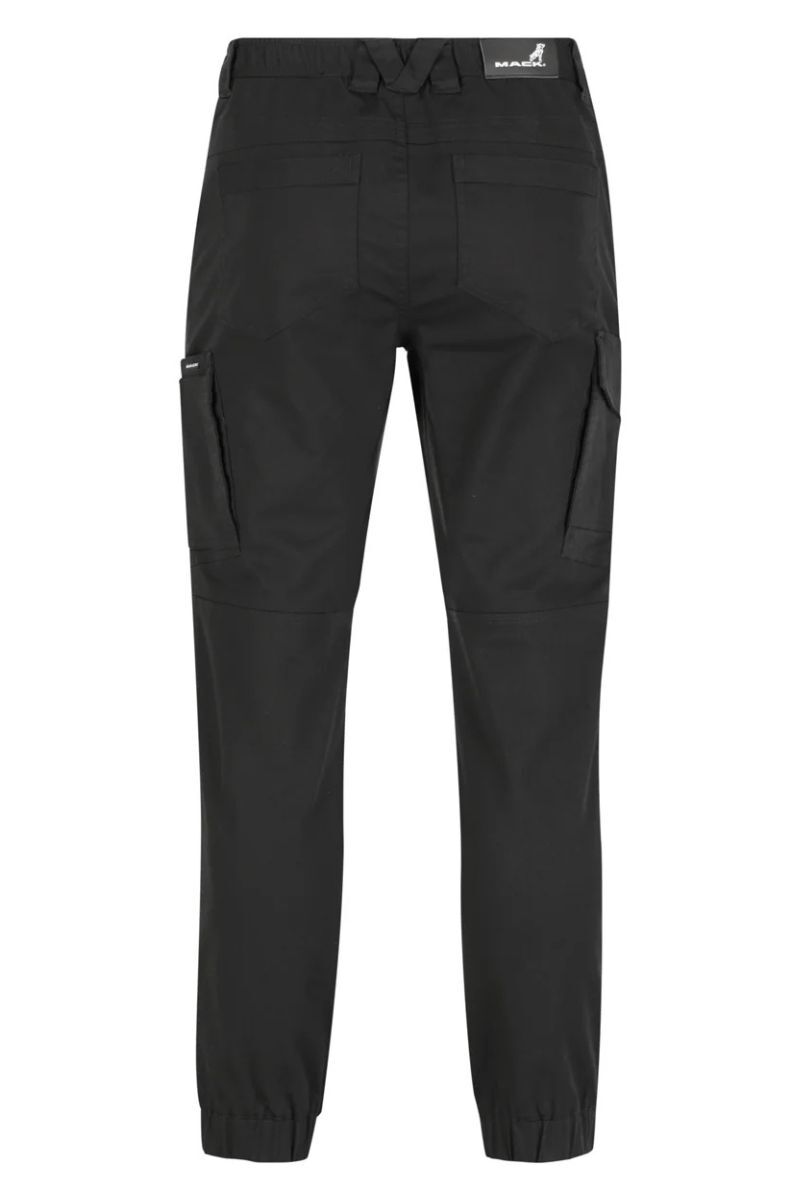 Mack Mens Elastic Waist Cuffed Pants (MKSTCP001BBR) Black