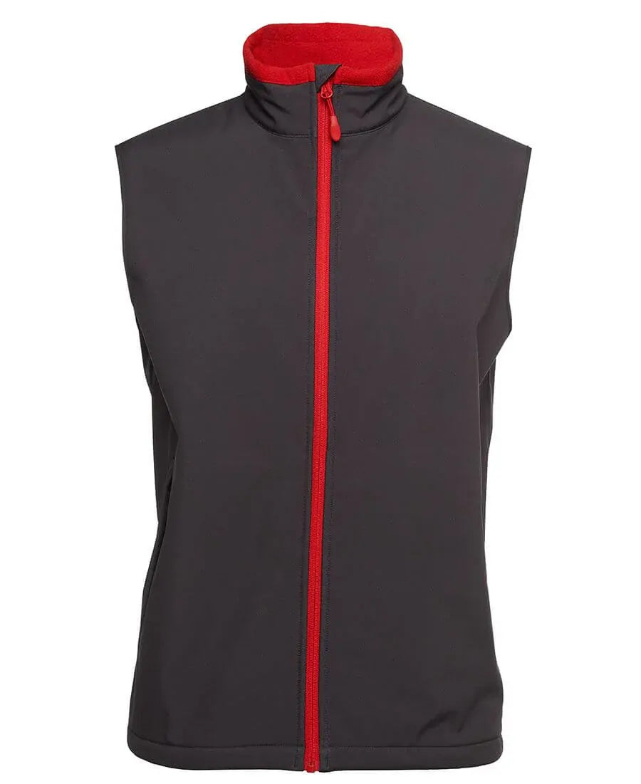 JB's Mens PDM Three Layer Softshell Vest (3WSVGC) Charcoal/Red [SD]