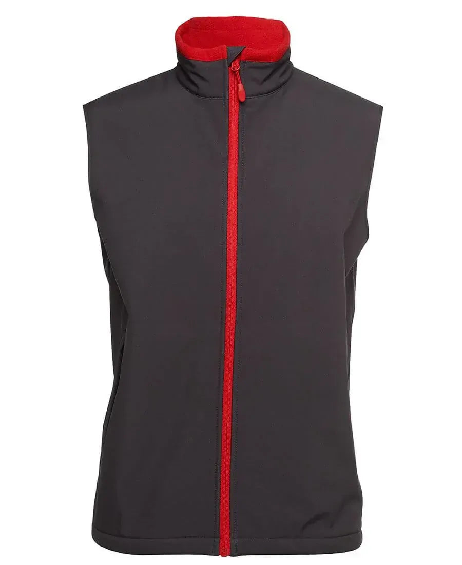 JB's Mens PDM Three Layer Softshell Vest (3WSVGC) Charcoal/Red [SD]