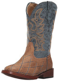 Roper Childrens Cross Cut Western Boots (18900080) Navy/Tan 
