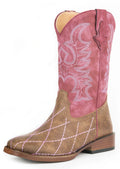 Roper Childrens Cross Cut Western Boots (18900081) Raspberry/Brown 