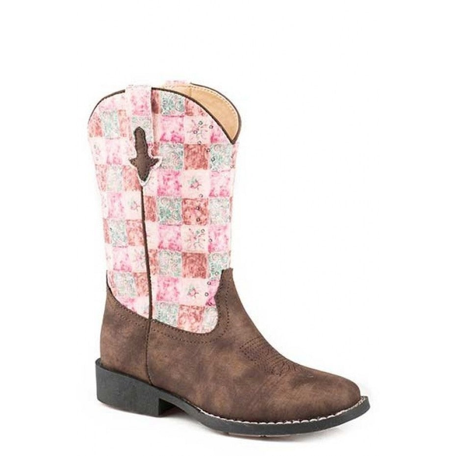 Roper Childrens Floral Shine Western Boots (18226046) Brown/Pink