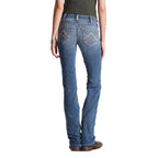 Ariat Womens R.E.A.L. Mid Rise Straight Jeans (10017217) Icon Rainstorm