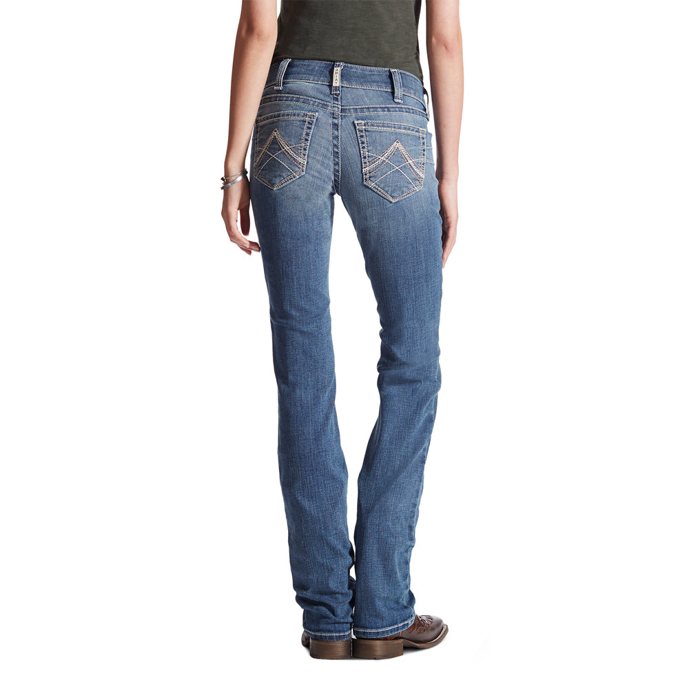 Ariat Womens R.E.A.L. Mid Rise Straight Jeans (10017217) Icon Rainstorm