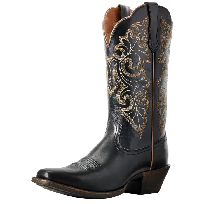 Ariat Womens Round Up Square Toe Western Boots (10029756) Limousine Black 