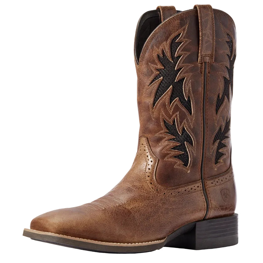 Ariat Mens Sport Cool VentTEK Western Boots (10031446) Dark Tan/Two Tone Tan 